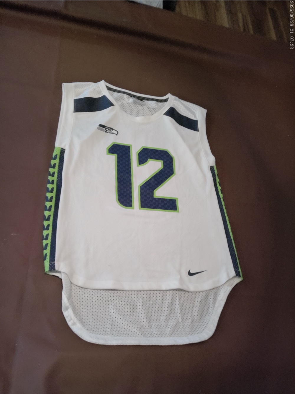 Nike White Seattle Seahawks #12 Sleeveless Mesh Jersey